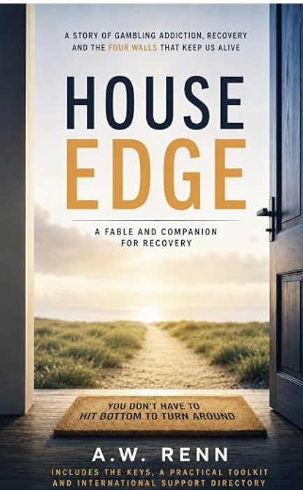 House Edge by A.W. Renn — a fable and companion for recovery, cover showing an open door onto a sunrise path